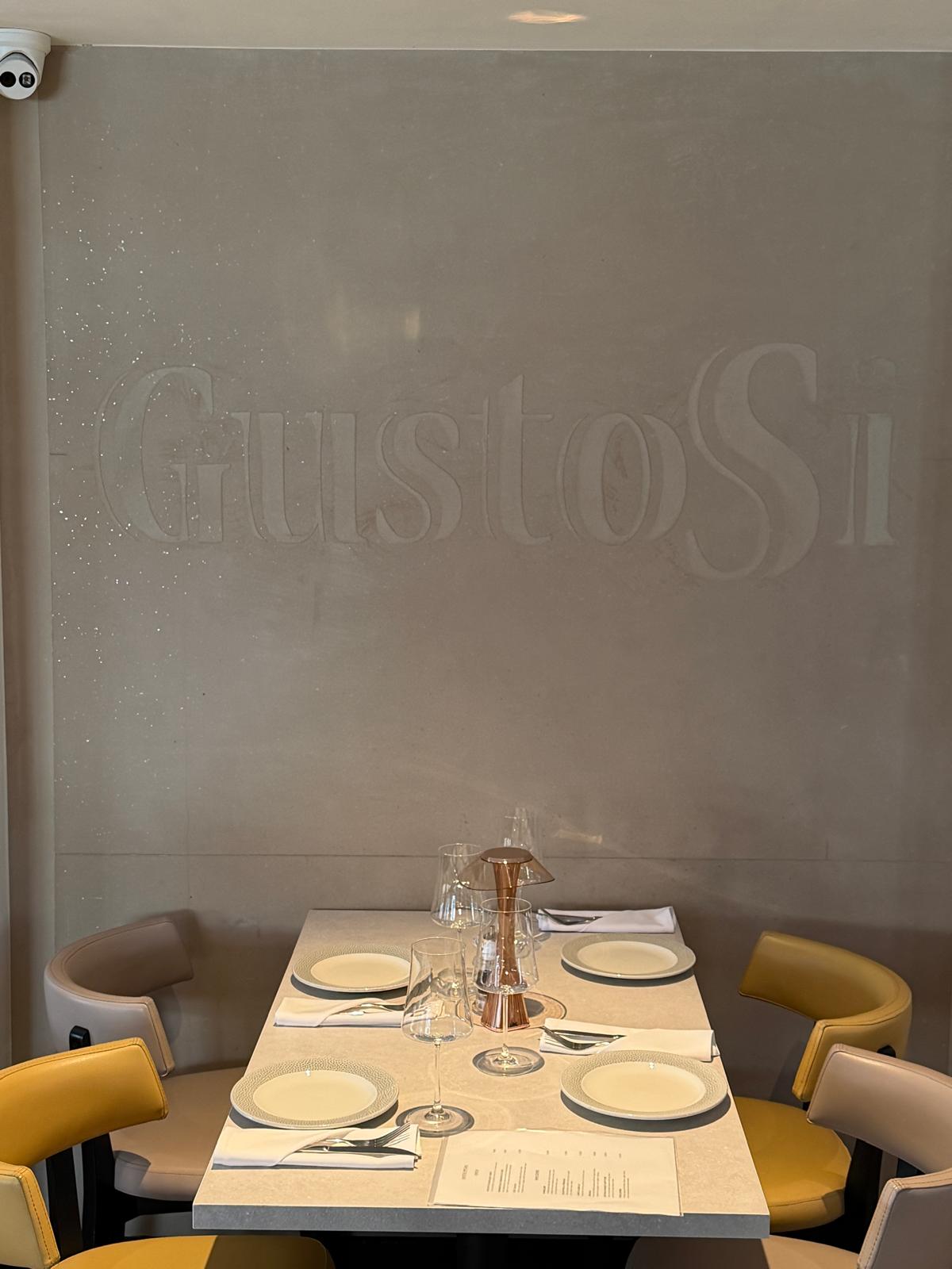 GustoSi etched into the dining room wall